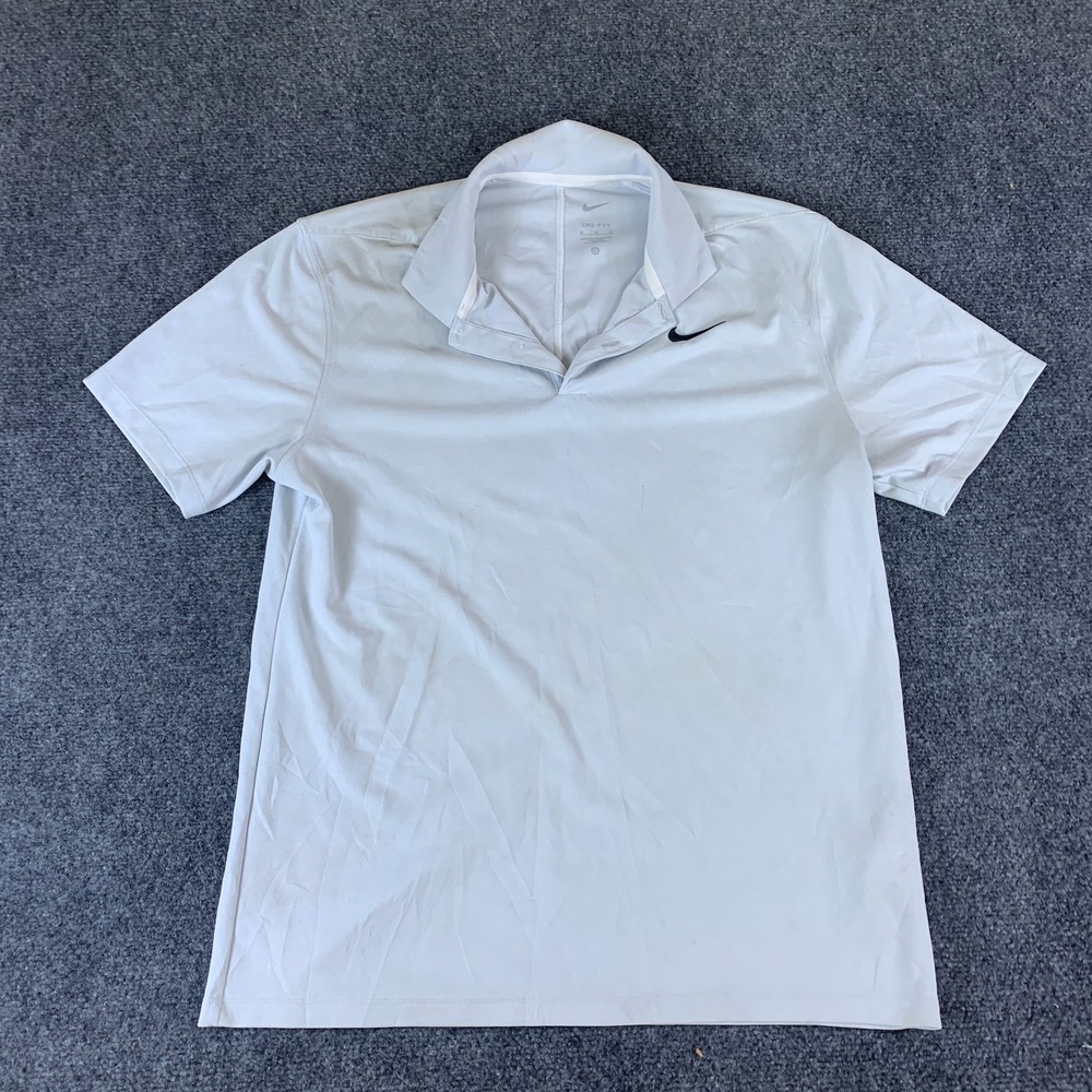 Nike Dri-FIT Victory+ Polo Shirt Mens Medium Heather Gray Logo Golf Performance